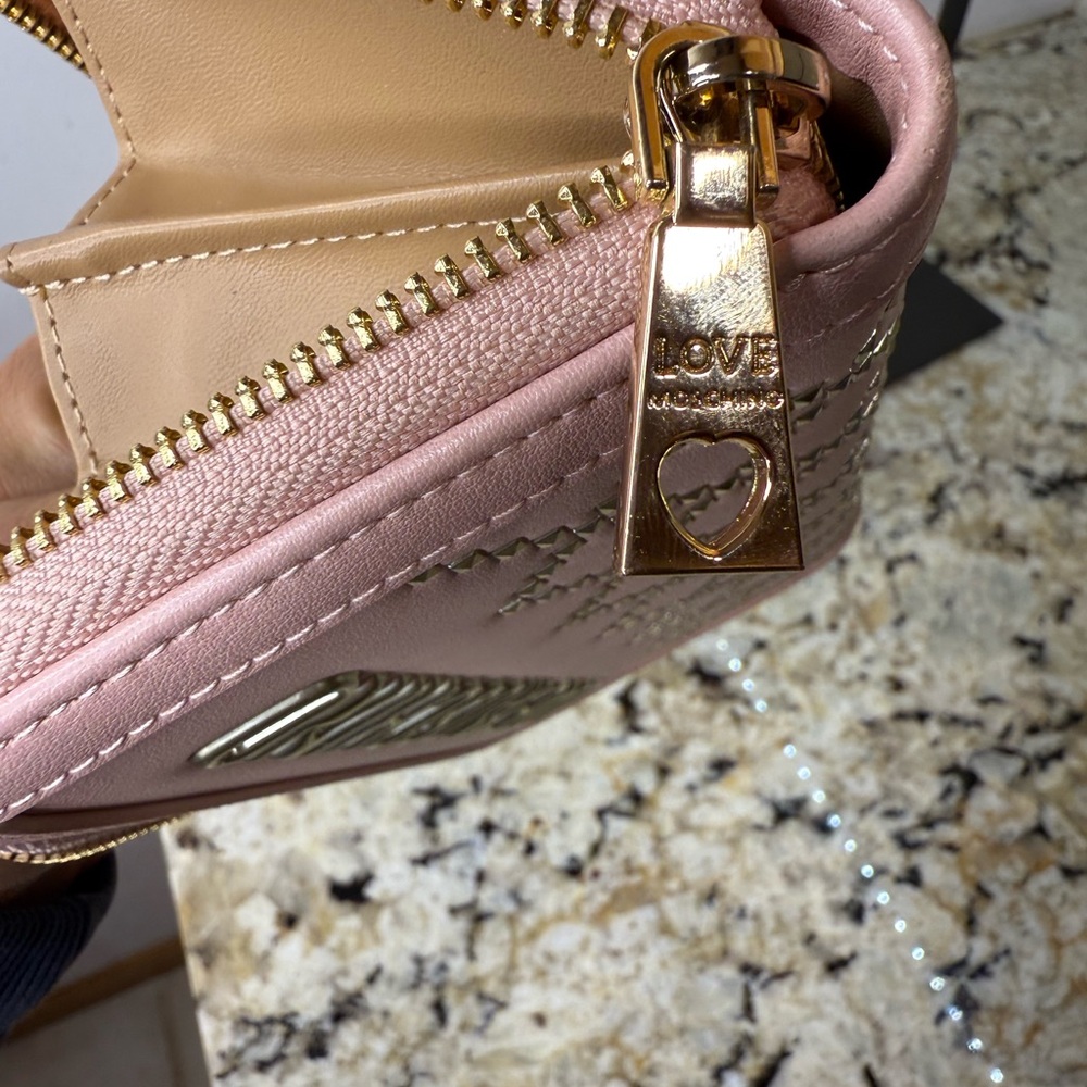 Love Moschino Portafogli Pu Rosa Zip Around Wallet Like New - Picture 12 of 14
